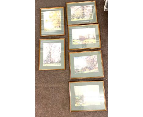 Set of 6 framed Tunstall prints each frame measures approx 16" wide 13" tall