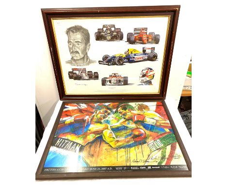 2 large sports related framed prints includes Nigel Mansel and Hatton vs Castillo largest measures 27" by 20.5"