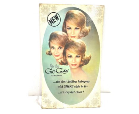 Vintage Helen Curtis free standing advertising hair spray board 24" tall 14.5" wide