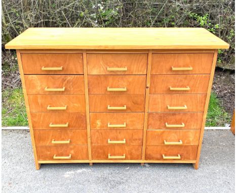18 drawer vintage wooden chest, approximate measurements: Height 30.5 inches, Width 42 inches, Depth 17.5 inches