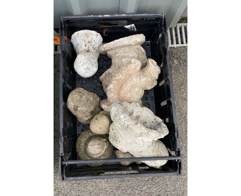Selection of vintage concrete garden ornaments 