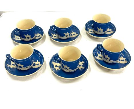 Set of 6 T G Green Greasley 1920's Tally Ho cups and saucers