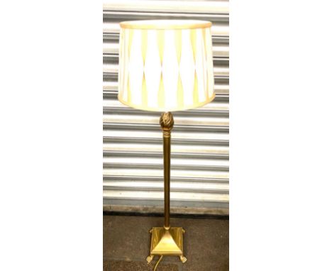 Large tall brass table lamp with shade 