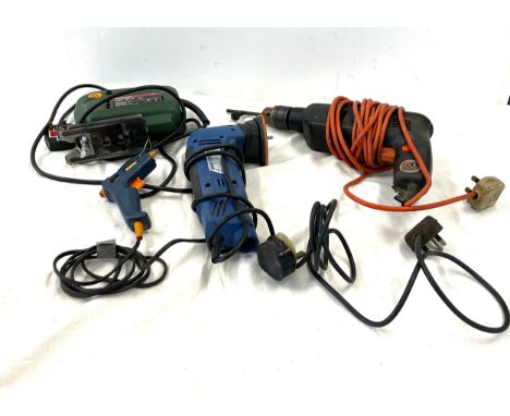 Bosch jigsaw, Black and Decker drill, Glue gun, Draper Tri base sander 