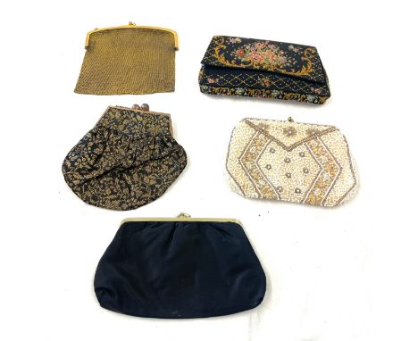 Five vintage evening bags, purses including a beaded example 
