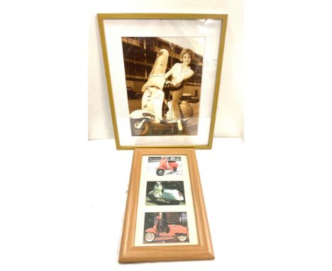 2 Framed motorbike prints largest measures 21" tall by 17" wide