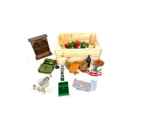 Selection of vintage and later dolls house furniture 