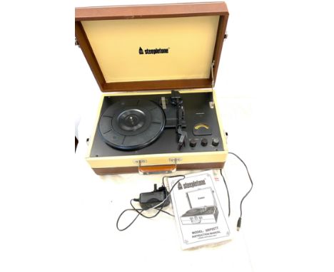 Cased Steeple tone record player, untested 