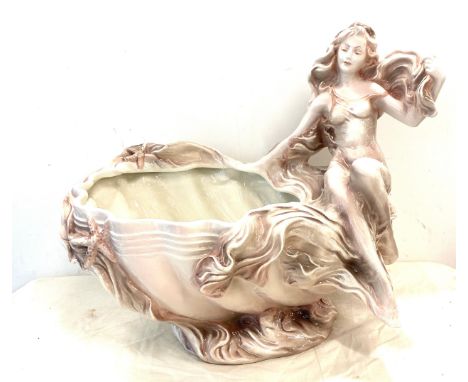 Vintage Art Nouveau deco style large ceramic bowl / planter, stamped made in Italy to base, overall good condition, Height 16