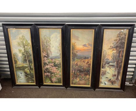 The 4 seasons antique framed prints, approximate measurements: Height 40 inches, Width 8 inches