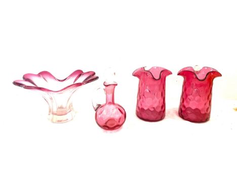 Selection of vintage cranberry glass 