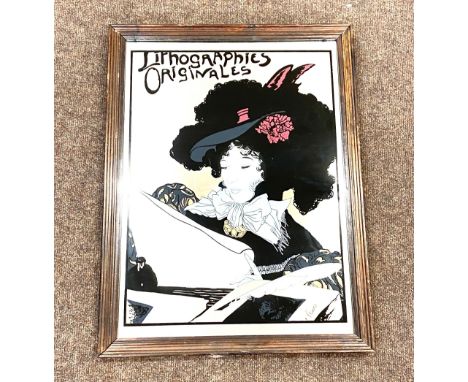 Vintage framed advertising mirror for Lithographs original measures approx  24" tall 18" wide