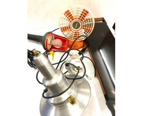 Selection of electrical items includes pifco fan, industrial light etc 