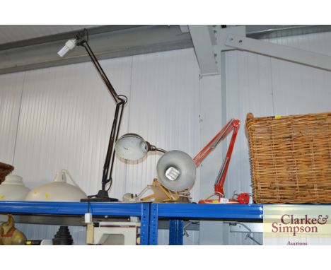 An Angle Poise style lamp together with two vintage lamps