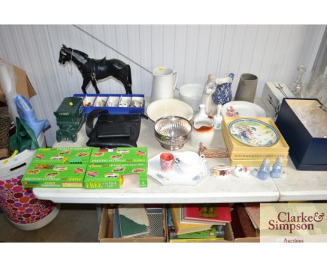 A quantity of decorative china to include Typhoo vintage van collections, a Lyons Coffee moneybox, various collectors cards, 