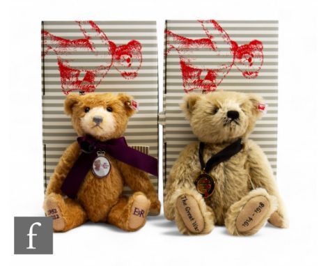 Two Steiff teddy bears, 690662 The Armistice Centenary Bear, golden brown mohair, limited edition 819 of 1918, height 28cm, a