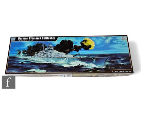 A Trumpeter 03702 German Bismarck Battleship 1:200 scale plastic model kit, appears unstarted and complete, with an MK1 Desig