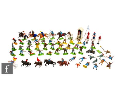 A collection of Britains Deetail toy soldiers, including American Civil War and Western figures, unboxed.