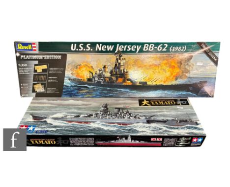 A Revell 05129 1:350 scale USS New Jersey BB-62, together with a Tamiya 78014 1:350 scale Japanese Battleship Yamato, boxed. 