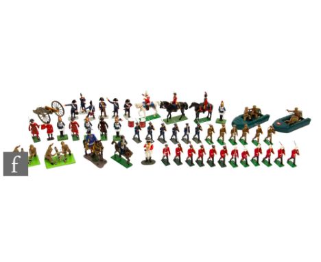 A collection of assorted toy soldiers by Britains, Good Soldier and others, to include French Gun Crew, Royal Engineers etc, 