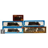 Five OO gauge locomotives, to include two Airfix 54150-1 2-6-2T GWR green 6110, Airfix 54151-4 2-6-