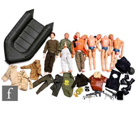 A collection of Palitoy Action Man items, to include six figures with flock hair, and assorted clothing and accessories. (6)