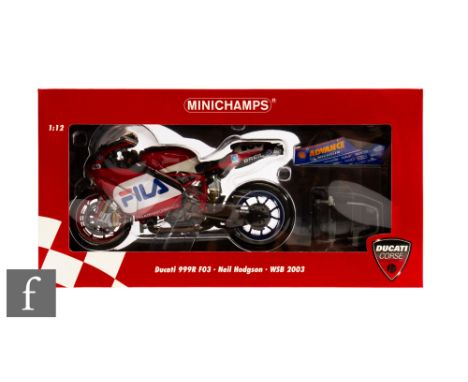 A Minichamps 122 031300 1:12 scale Ducati 999R F03 - Neild Hodgson WSB 2003, boxed with shipping carton.