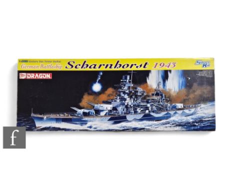 A Dragon 1040 German Battleship Scharnhorst 1:350 scale plastic model kit, appears unstarted and complete, with some White En