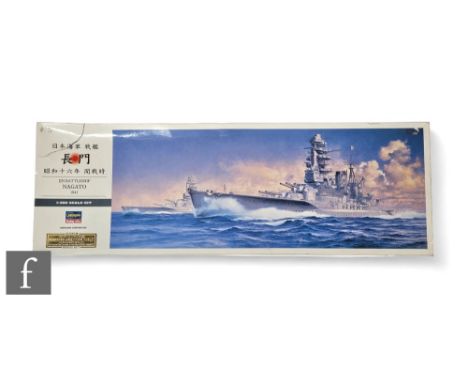 A Hasegawa 40024 IJN Battleship Nagato 1:350 scale plastic model kit, started but most items still on sprue, with additional 