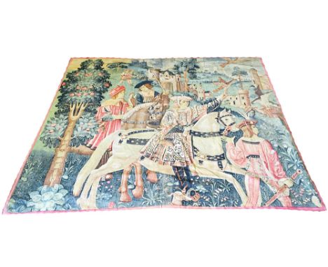 FINE VERDU TAPESTRY, 214cm x 242cm, Medieval hunting scene.