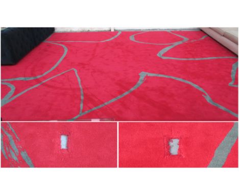 HELEN YARDLY CARPET, 600cm x 490cm, 'Cerise' design (with faults, two holes cut for plugs, RRP £15,258)