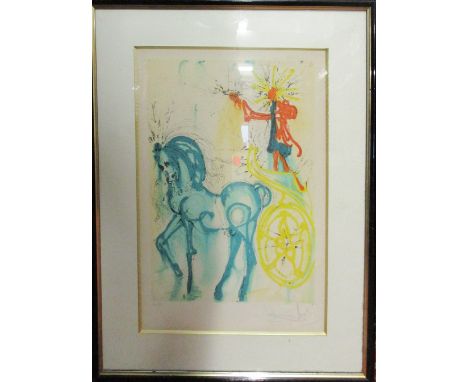 SALVADOR DALI, 'The horse of triumph', lithograph, handsigned and numbered, 131/250, 55cm x 39cm, framed and glazed.(Subject 