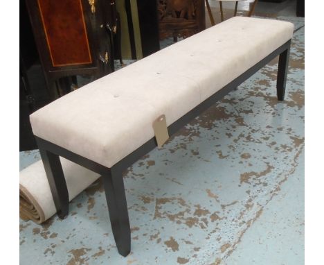 LONG BENCH, with upholstered seat, 160cm W x 54cm H x 40cm D.