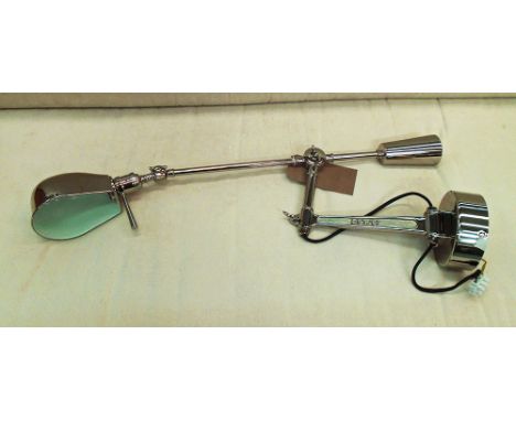 WALL MOUNTED READING LAMP, polished metal, adjustable, approx. 80cm W.