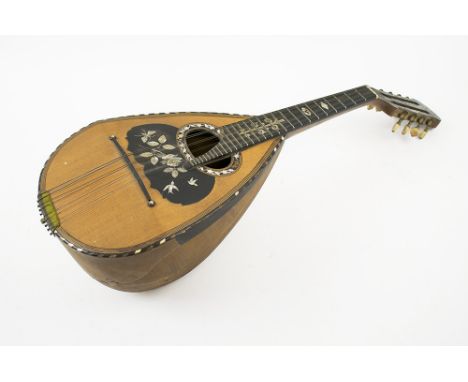 LUTE, with decorative mother of pearl inlays, 55cm L.