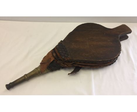Vintage wooden and leather bellows (some damage to leather but still functional).