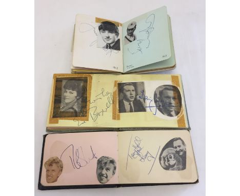 3 vintage autograph books from 1950s & 60s to include signatures from Ken Dodd, Bruce Forsyth, Joe Brown and Morecombe & Wise