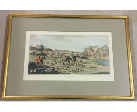 A 19th century coloured hunting print 'Going to Cover'. Published 1st August 1821. H Alken and T Sutherland. Framed & glazed 