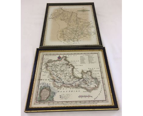 2 framed & glazed vintage maps Berkshire & Cambridgshire. Largest approx 28 x 23cm.
