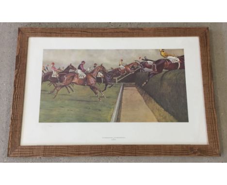 A framed & glazed Cecil Alden print numbered 16/800 and dated 1988. 'The Grand National - The First Open Ditch'.