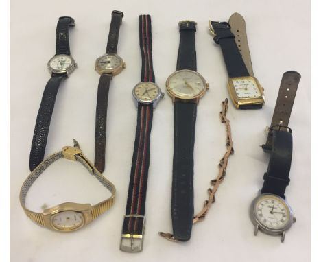 A collection of vintage ladies & gents wrist watches to include Summit, Ingersol and a 9ct gold cased ladies watch and 9ct go
