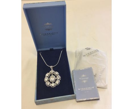 Diamante set pendant on a chain by Newbridge Silverware - from their Vintage collection.  In the original box & packaging.