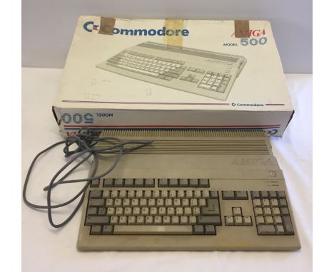 A vintage Commodore Amiga Model 500 computer.