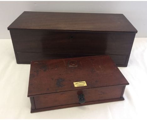 2 vintage wooden boxes with pull out drawers.