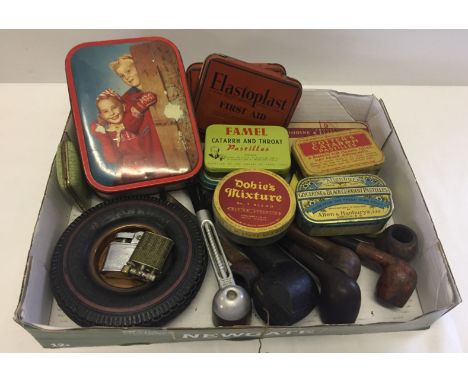 A selection of smoking related items to include: India Balloon tyre ashtray and lighters together with a quantity of vintage 