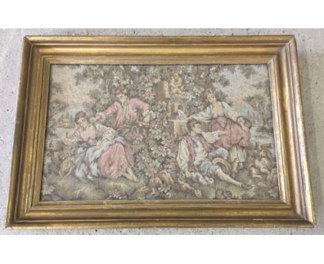 A framed & glazed tapestry in gilt frame of classical design.