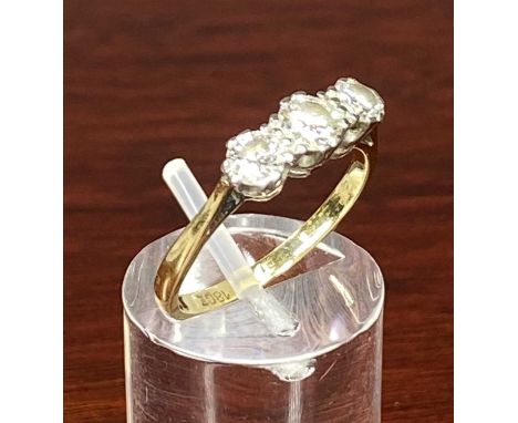 18CT GOLD & PLATINUM THREE STONE DIAMOND RING, size O, 3gmsProvenance: private collection Gwynedd