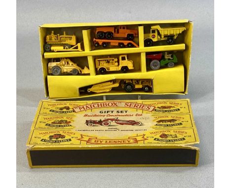 SCARCE BOXED MATCHBOX LESNEY G-3 BUILDING CONSTRUCTORS GIFT SET, containing Caterpillar earth scraper, site dumper, quarry tr