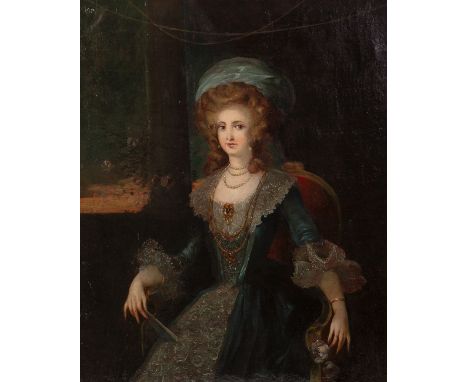 French school following 18th century models; 19th century."Portrait of a lady.Oil on canvas.Size: 56 x 44,5 cm, 71 x 60 cm (f