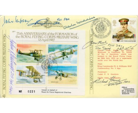 RAF WW2 Multi signed '75th Anniversary of the formation of the royal flying corps 13 April 1912' FDC. Signed by F/L J Gibson,